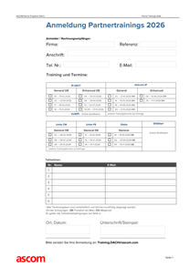 Anmeldung Partner Trainings